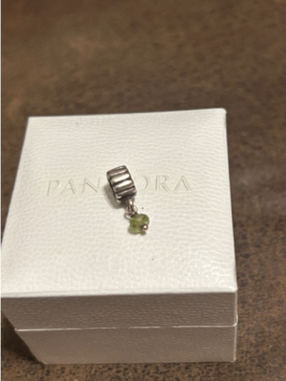 Pandora Silver Charm with Peridot Green Drop